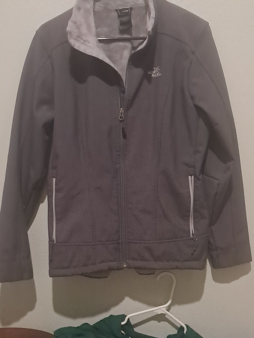 The North Face Gray Softshell Raincoat with Light Gray Lining